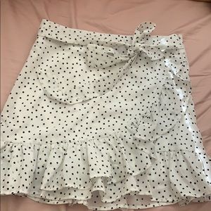 White & Black Polka Dot Mini Skirt